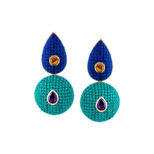 Blue and Green Double Drop Earrings