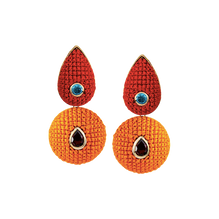 Orange and Red Double Drop Earrings