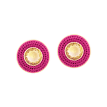 Large Fuchsia Pandeiro Earrings with Citrine