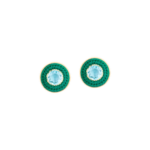 Small Green Pandeiro Earrings with Topaz