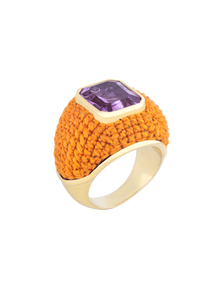 Orange Bombé Ring with Amethist