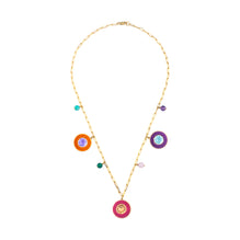 Plot Necklace in Orange, Fuchsia and Purple